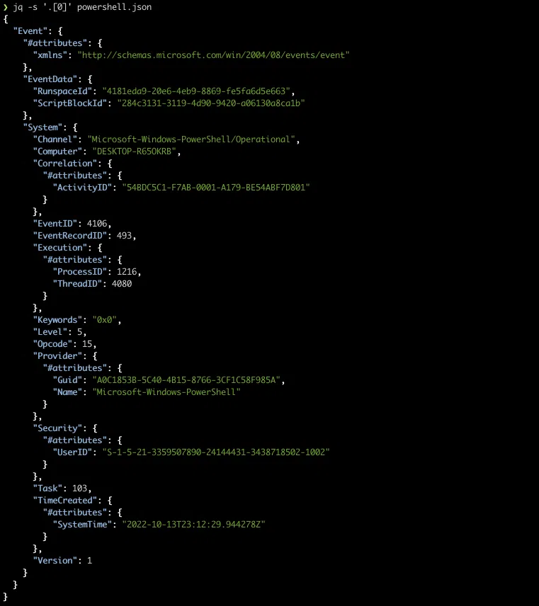jq -s '.[0]' powershell.json
